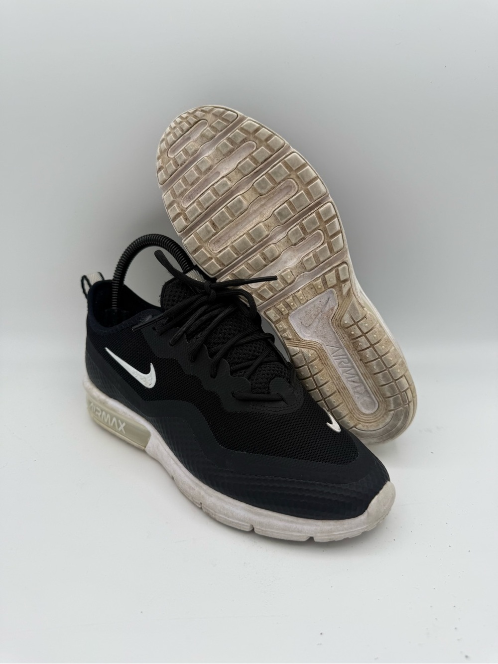 Women's Nike Air Max Sequent 4.5 Black White Athletic Running Sneakers Size 5
